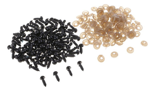 6 X 5x100 Uds. Ojos De Seguridad De Plástico Negro 6 Piezas