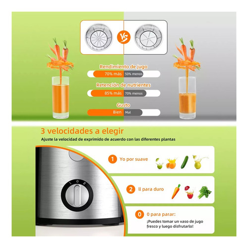 Extractor De Jugos Automatico P Frutas Y Verduras Acero,x