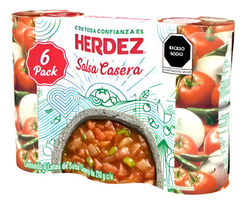 Salsa Roja Casera Herdez 6 Unidades 210g Lata