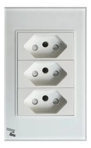 comprar Tomada Tripla NovaDigital 10A 20A 3 Pínos Embutir Vidro Temprado Branca