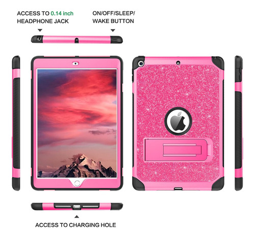 Funda Yinlai P/ iPad(5ta/6ta Gen, Air2, Pro) Rosa Brillante