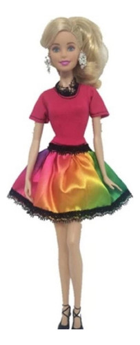 Ropa Muñecas Set 5 Vestidos Colores Vivos+ Carteras Barbiele