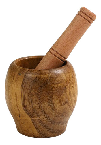 6 Mortero De Madera Con Molinillo De Maja Tazón Gadget De