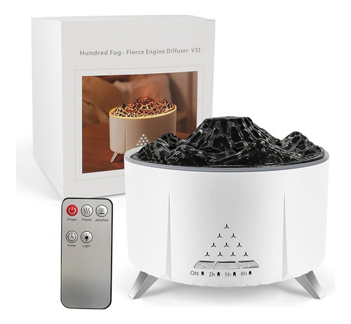 Humidificador Efecto Fuego Aromaterapia Luz Led V32 Blanco