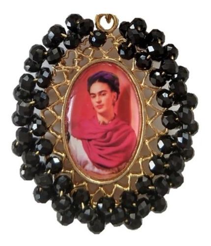 Medallas Dijes Frida Kahlo Doble Vista Perla-cristal 