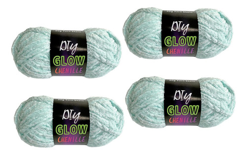 [ 4x Hilo Que En La Oscuridad Hilo De Crochet Hilo Azul