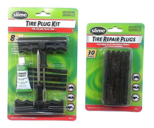 Kit Reparacion Slime Tire Plug 5 Tiras + Repuesto 30 Tiras
