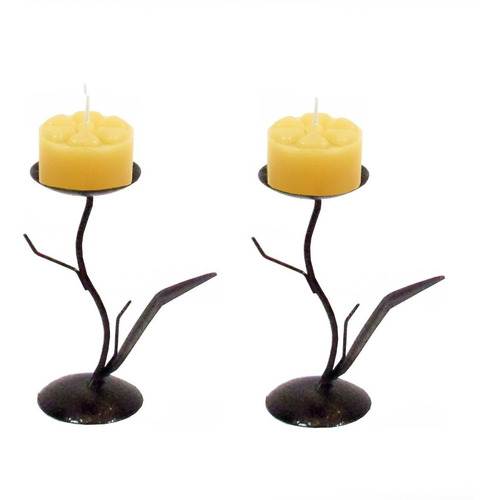 2 Castiçal Folha Fina P Decoração Candelabro Porta Vela