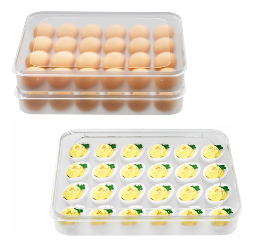 Recipientes Para Huevos Con Tapa (juego De 3), Soporte De Pl
