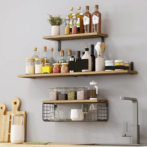 Estantes Flotantes Para Baño Con Canasta De Almacenamiento