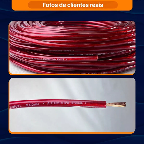Cabo Bateria 9mm 25m 100% Cobre Fio Alimentação Automotivo