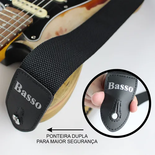 Correia Basso Ny-01 Basica Nylon Preta Para Guitarra E Baixo Correia Basso Ny-01 Basica Nylon Preta Para Guitarra E Baixo