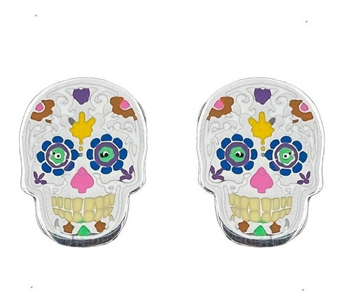 Aretes Calavera Mexicana Colores Plata 925 Con Envio