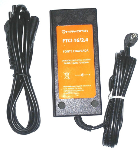 Fonte Energia P/ Teclados Yamaha Profissinal 16vdc 2,4 Amp