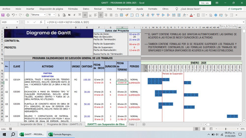 Programa De Obra 2025 Diagrama De Gantt En Excel