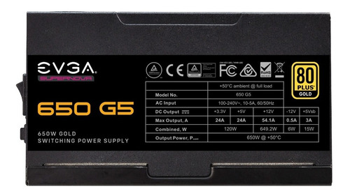 Fuente De Poder Evga Supernova 650w G5 80 Plus Gold Modular