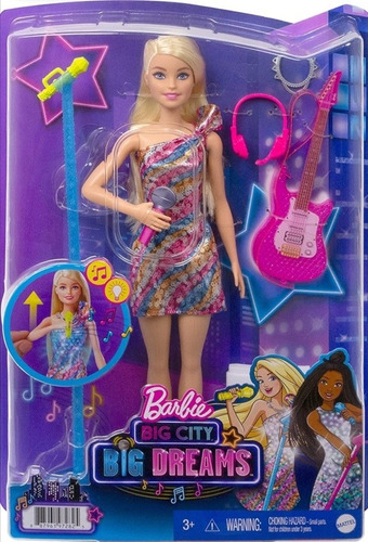 Muñeca Barbie Big City, Big Dreams Cantante. 3+