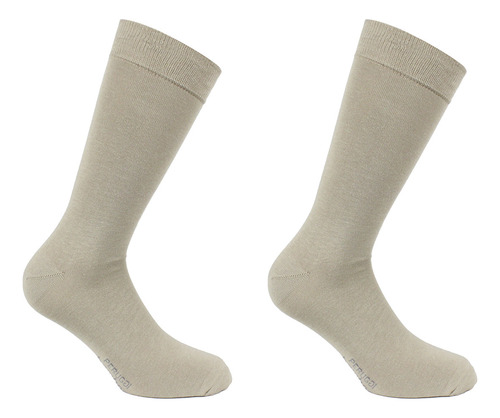 2 Pares Calcetín Bamboo Liso New Beige