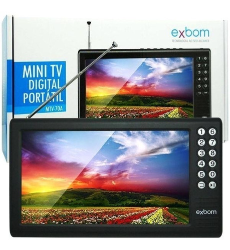 Tv Digital Tela 7 Hd Portátil Com Bateria Usb Rádio Fm Mp3