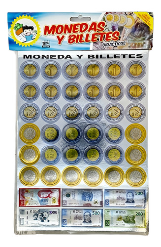 3 Planillas 18 Billetes Y 108 Monedas Didácticos Mexicanos