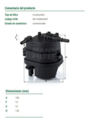 Filtro Petroleo Peugeot 206 2002-09 207 07-10 1.4 Diesel