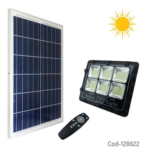 Foco Solar Led 300 Watt 6 Placas Con Panel Solar Control