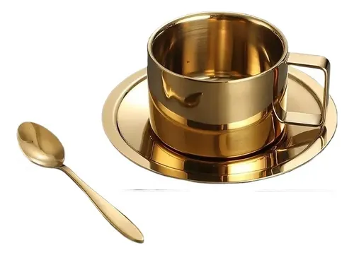 Conjunto De Xícaras De Café Dourado Com Design Elegante, Dur