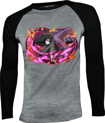 Camiseta Naruto Modelo 23 Manga Larga Camibuso Raglan