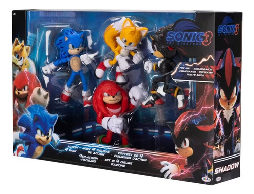 Figuras De Acción Sonic 3 Shadow Knuckles Tails Con Luz