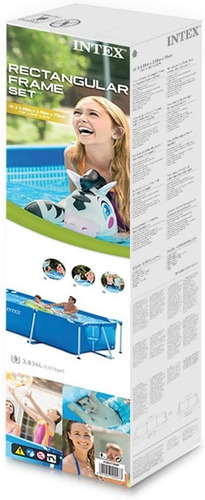 Piscina estructural rectangular Intex 28272 con capacidad de 3834 litros de 300cm de largo x 200cm de ancho azul diseño mosaico
