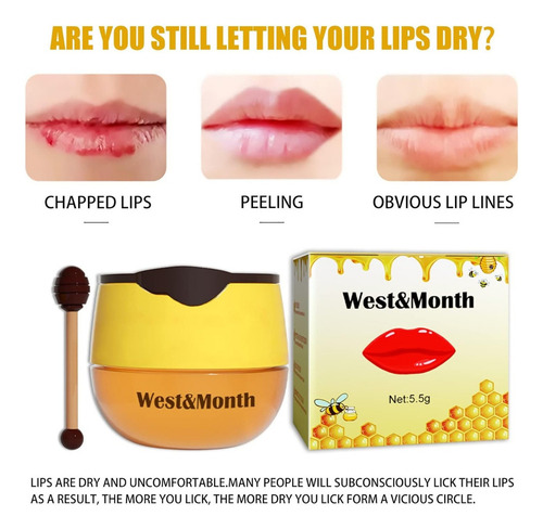 Bálsamo Labial Honey Pot, Mascarilla Labial Con Miel, 2 Unid