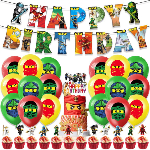 Kit Fiesta Lego Ninjago Globos De Cumpleaños Decoración Color B