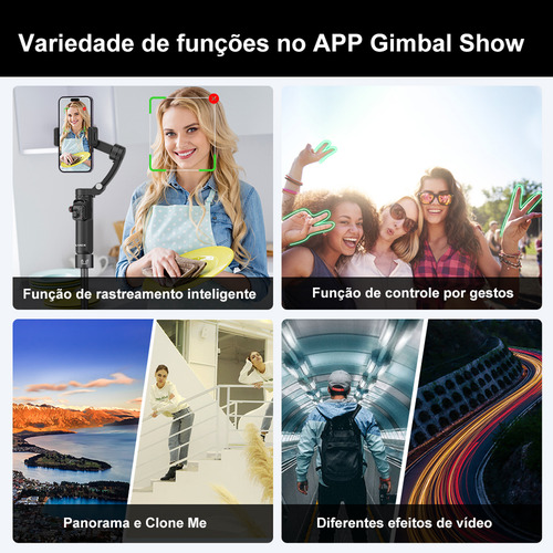 Estabilizador de cardan Axnen para telefones celulares e câmeras de 3 eixos M02