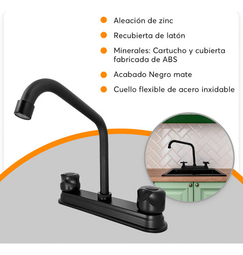 Llave Mezcladora Para Fregadero Cuello Alto Hexagonal 16021