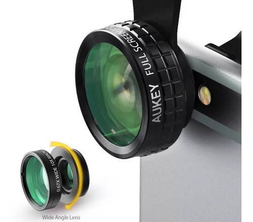 Aukey 180° 3 In 1 Original Ojo De Pez + Gran Angular + Macro
