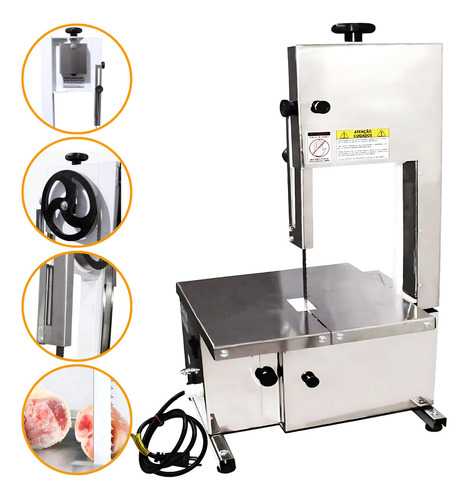 Serra Fita De Bancada Inox 350w P/ Açougue Ossos Congelados 110v/220v ( Bivolt )