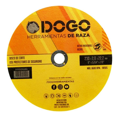 Imagen 4 de 6 de Pack Disco De Corte X 25un 230x2,0 Amoladora 9 Pulga Dogo Mm