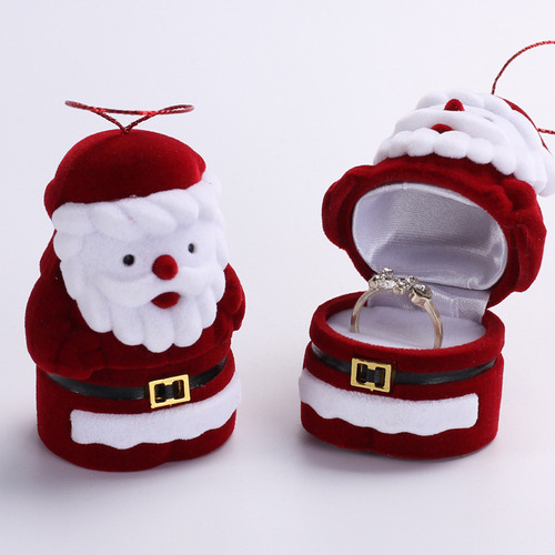Joyero De Franela De Papá Noel En Caja De Regalo Con Forma D