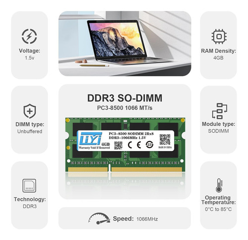 Liyi Ddr3 Dram 1066 Mhz Pc3-8500 Pc3-8500s Cl7 Sodimm...