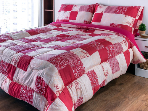 Acolchado Edredon Queen Size Con Estampados Reversibles