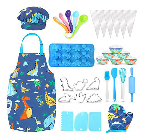 Set N°5 Cocina Niños Delantal + Gorro + 40 Piezas - El Rey