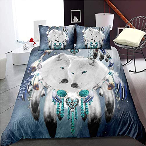 Esydream Wolf Dream Catcher Ropa De Cama De 3 Piezas Twin Qu