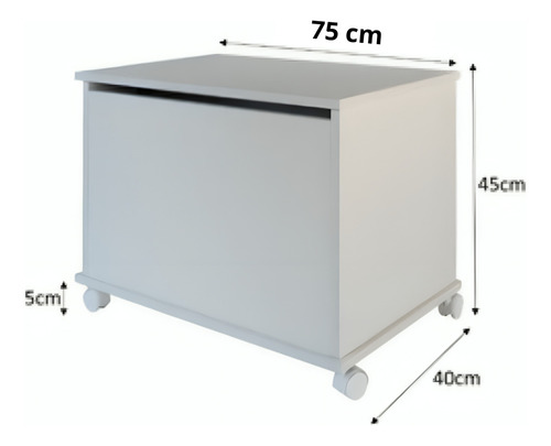 Baú P/ Guardar Brinquedos Roupas Material Escolar C/rodinha Cor Branco