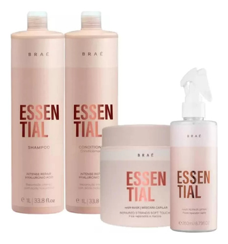 Kit Braé Essential Shampoo Cond 1l Más 500g + Spray 260ml