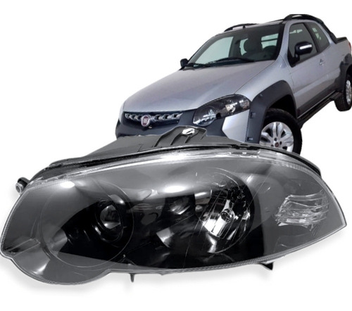 Imagen 4 de 7 de Optica Delantera Negra Fiat Palio Weekend Strada