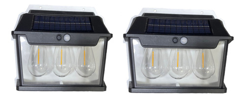 2 Farol 3 Led Exterior Carga Solar Resistente Agua  