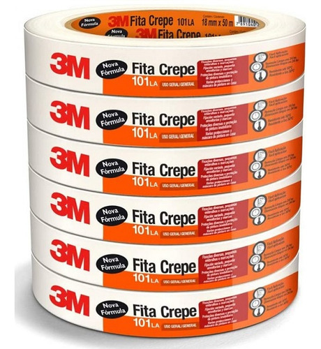 Fita Crepe 3m 18mm X 50m Pacote De 6
