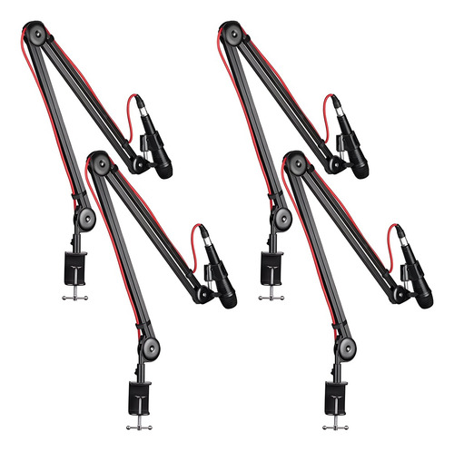 Kit 04 Pç Suporte Articulado De Mesa P Microfone Condesador Cor Preto