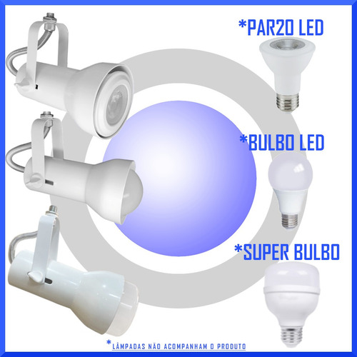 Imagem 3 de 7 de Spot Com Trilho P/ Lâmpada Par20 Led Com 80 Cm