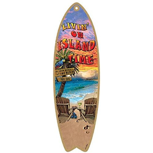 Placa De Madera Tabla De Surf  Livin' On Island Time  D...